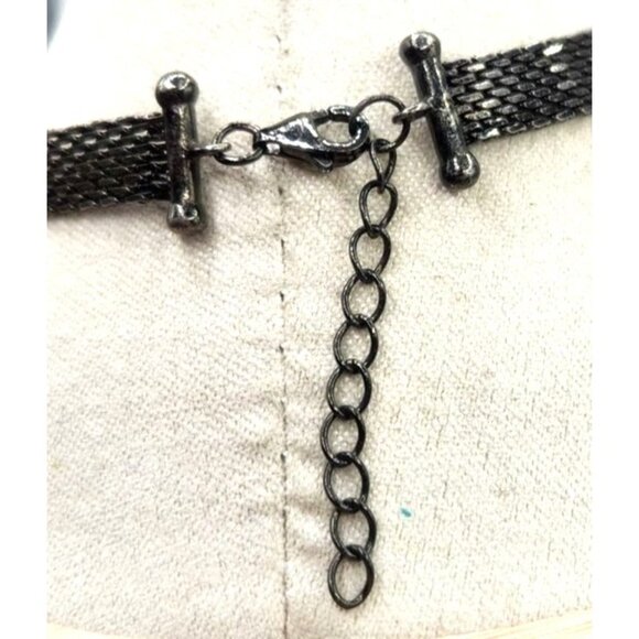 Metal Mesh Adjustable Bracelet With Rhinestone Infinity Accent - Picture 2 of 4